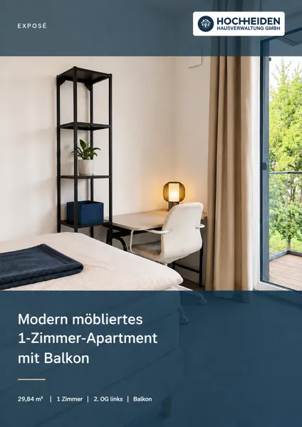 Modern möbliertes 1-Zimmer-Apartment mit Balkon — photo 1